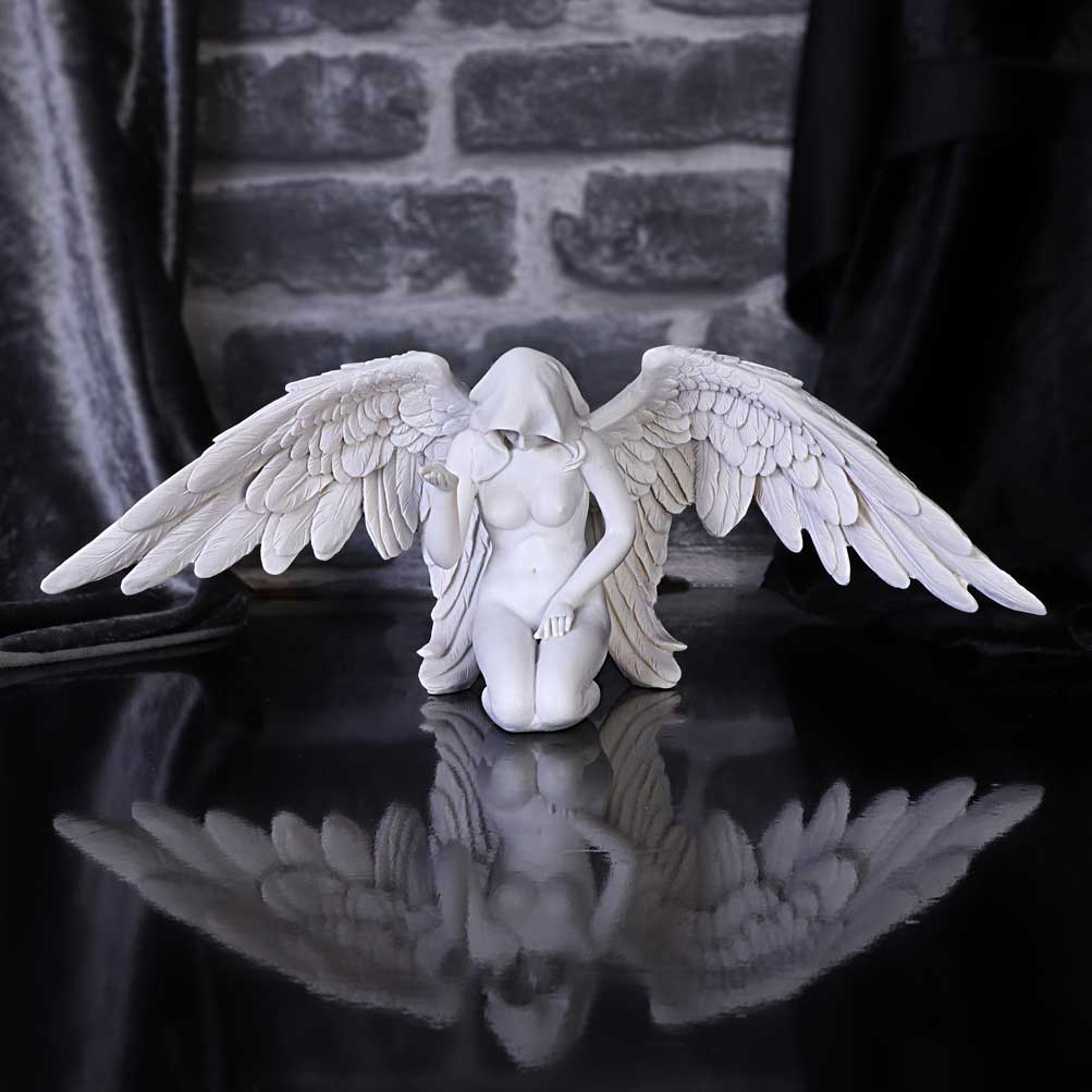 White Angels Offering Kneeling Caped Angel Figurine