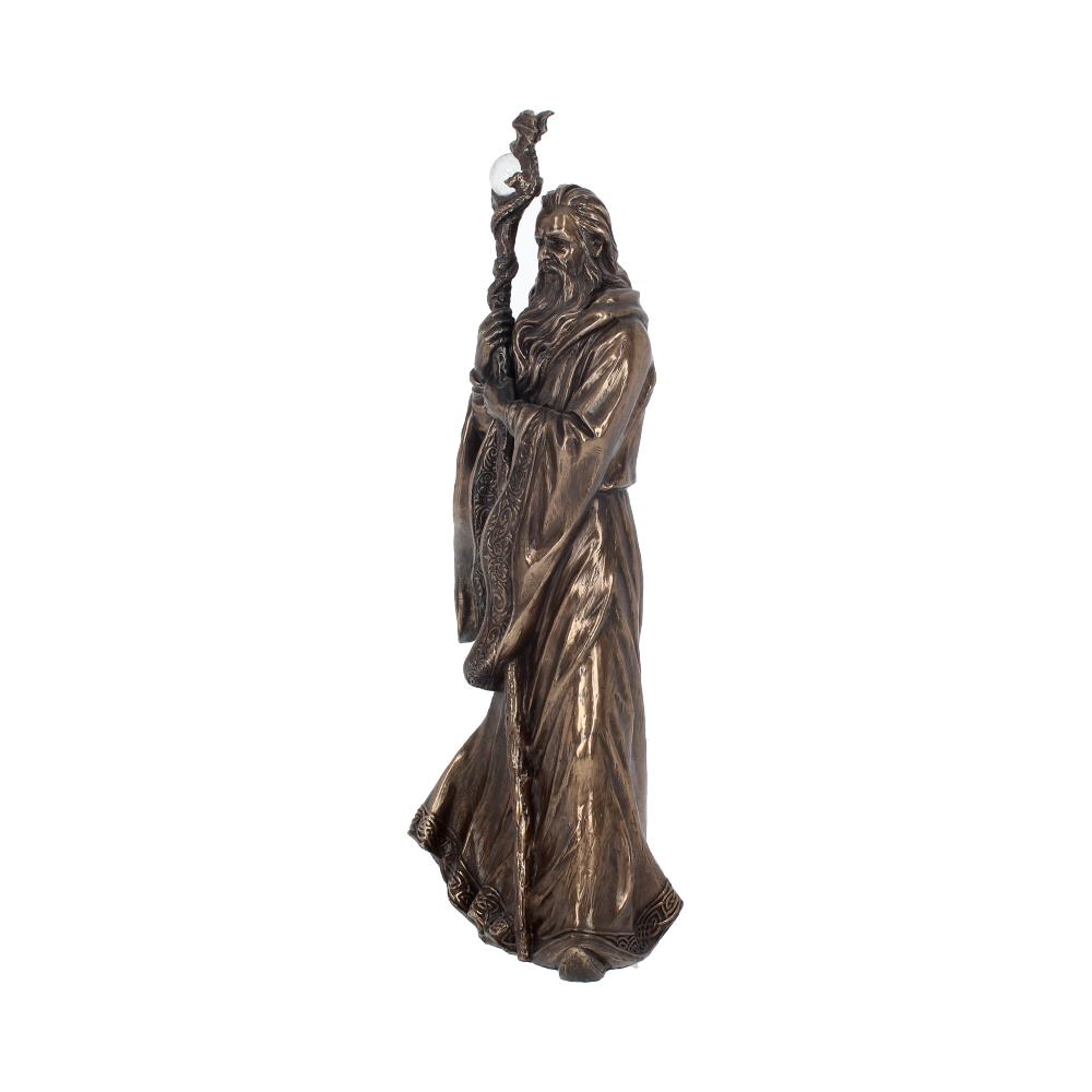 Bronze Wizard Merlin Figurine Arthurian Magic Sorcerer Ornament