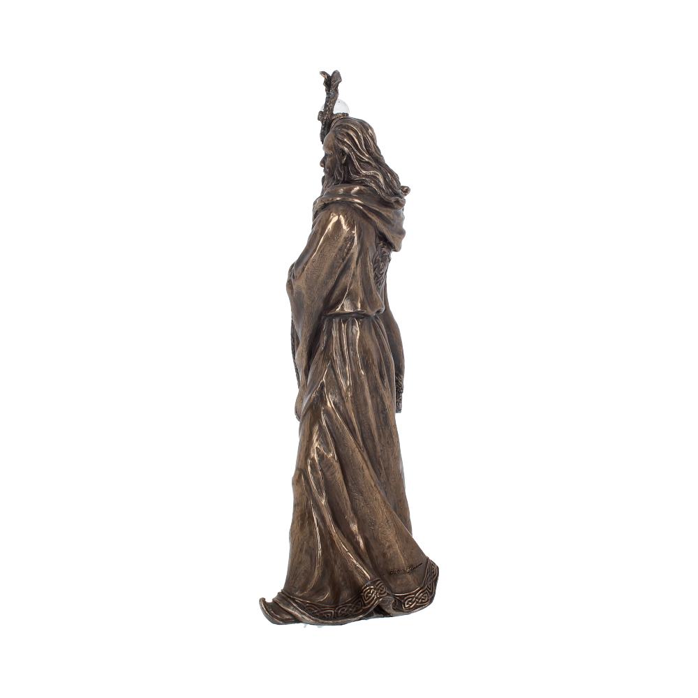 Bronze Wizard Merlin Figurine Arthurian Magic Sorcerer Ornament