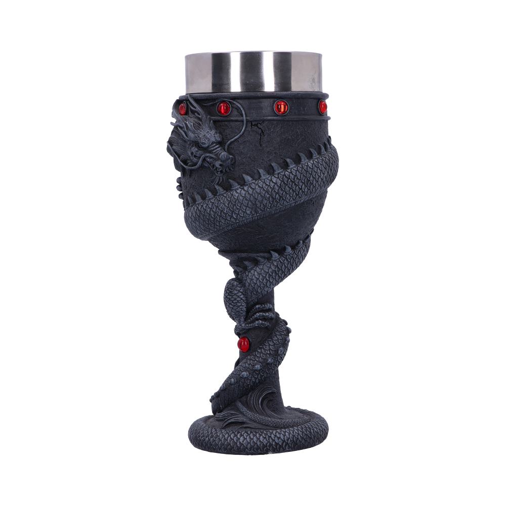 Black Chinese Dragon Coil Goblet Wine Glass