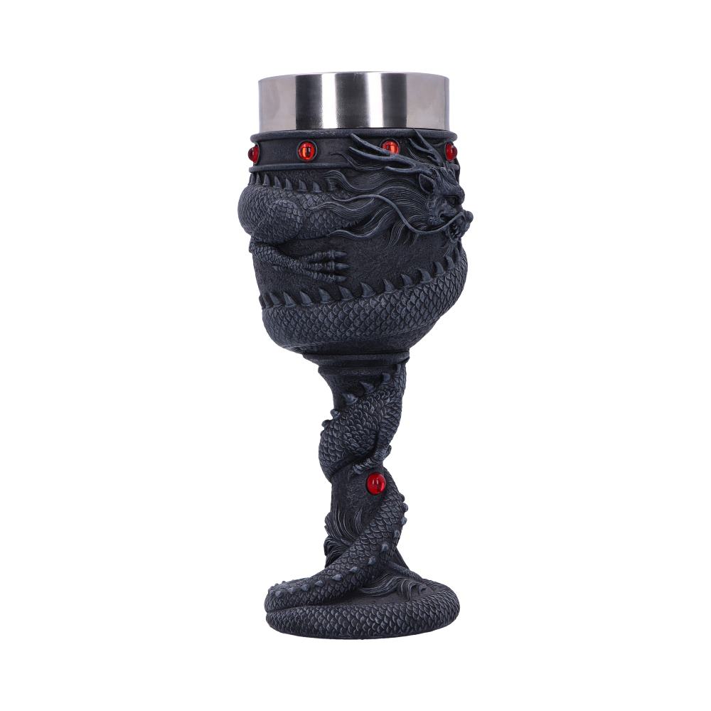 Black Chinese Dragon Coil Goblet Wine Glass