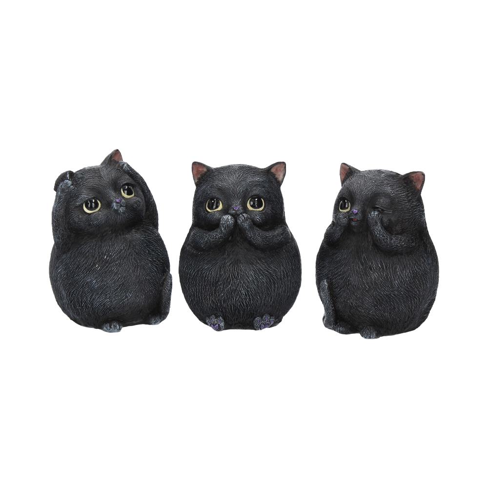 Three Wise Fat Cat Figurines 8.5cm - 3 Wise Cute Cats