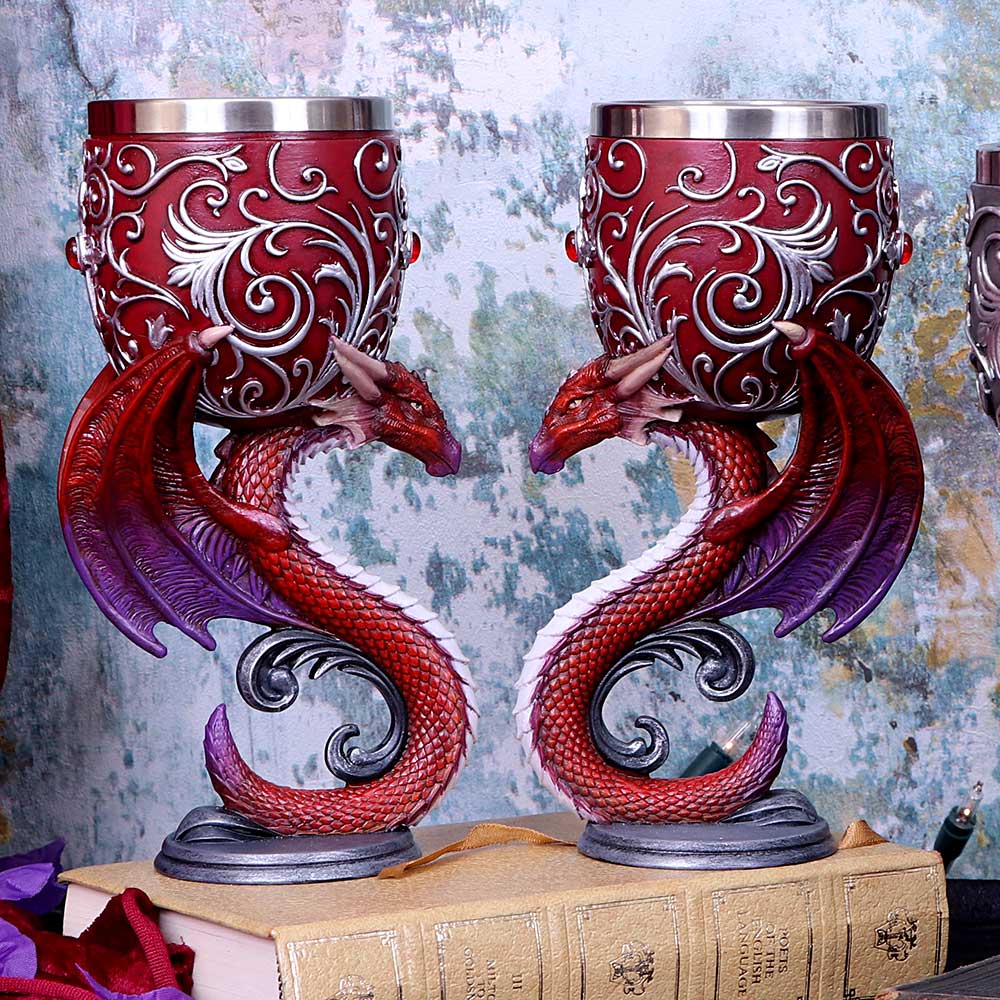 Dragons Devotion Twin Dragon Heart Set of Two Goblets