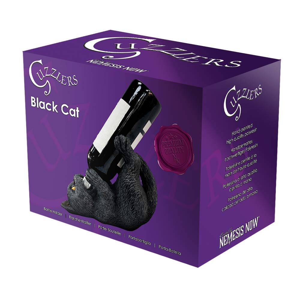 Black Cat Guzzler Wine Bottle Holder 18cm