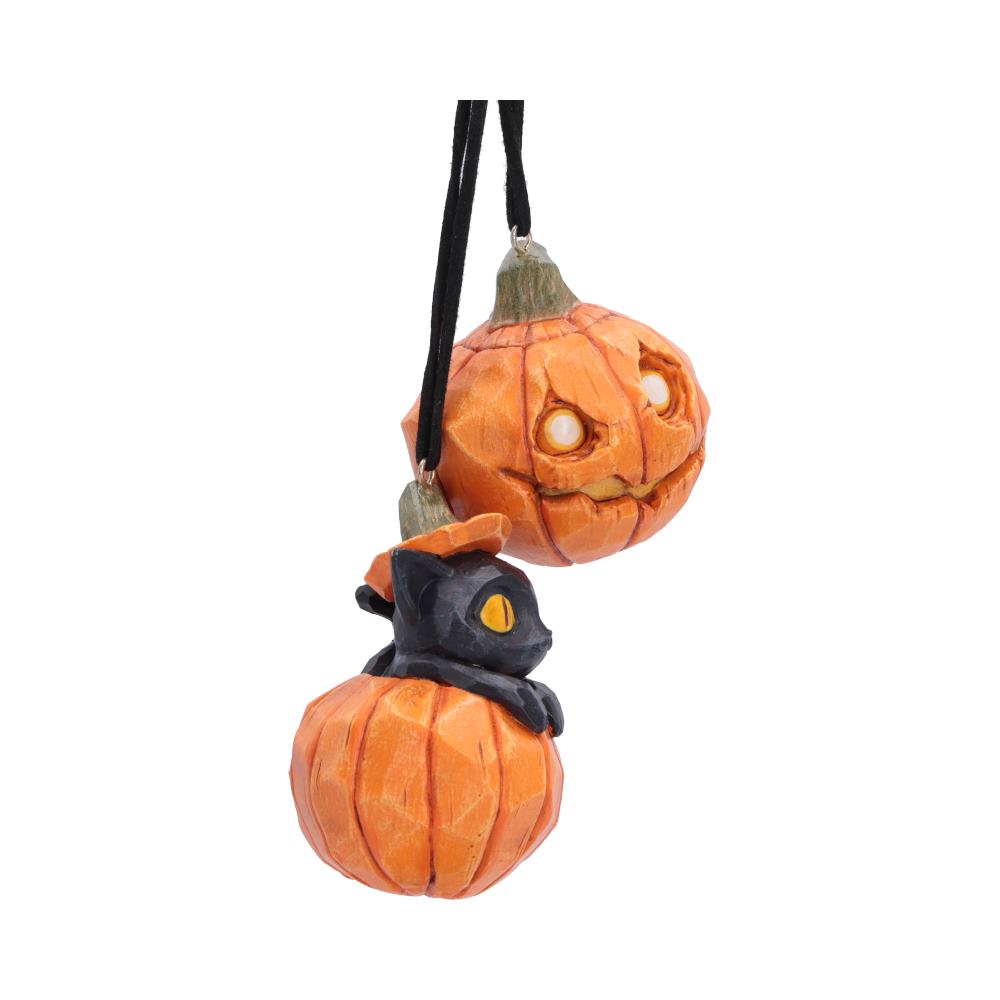 Pumpkin and Patch Halloween Hanging Ornaments (Set of 2) 7.7cm