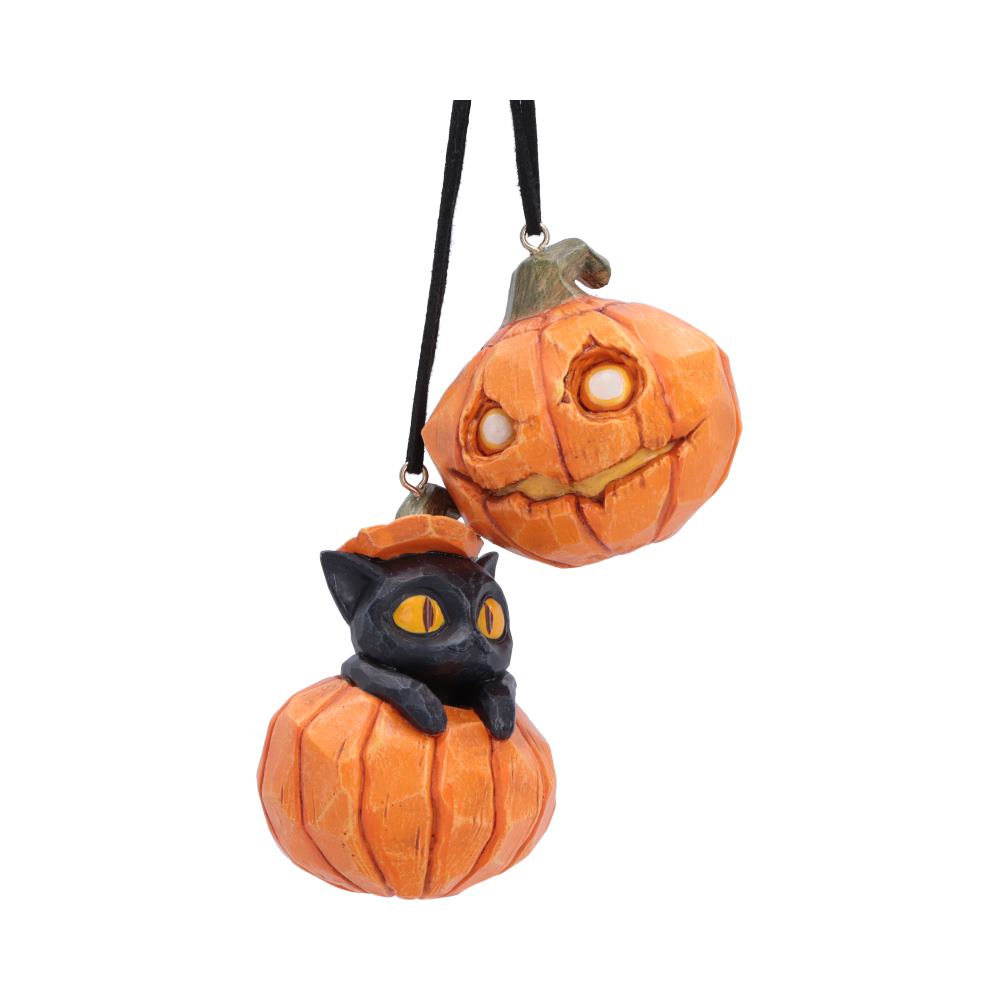 Pumpkin and Patch Halloween Hanging Ornaments (Set of 2) 7.7cm