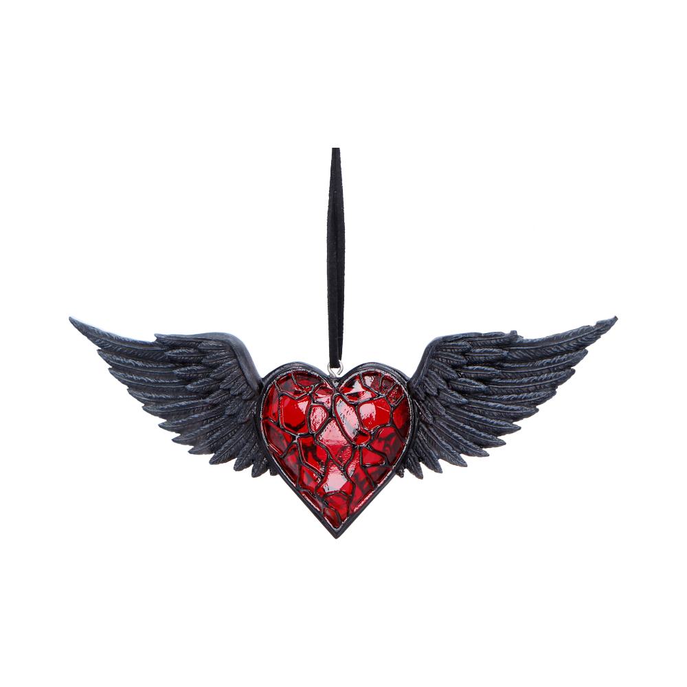 Black Winged Heart Hanging Ornament 6cm
