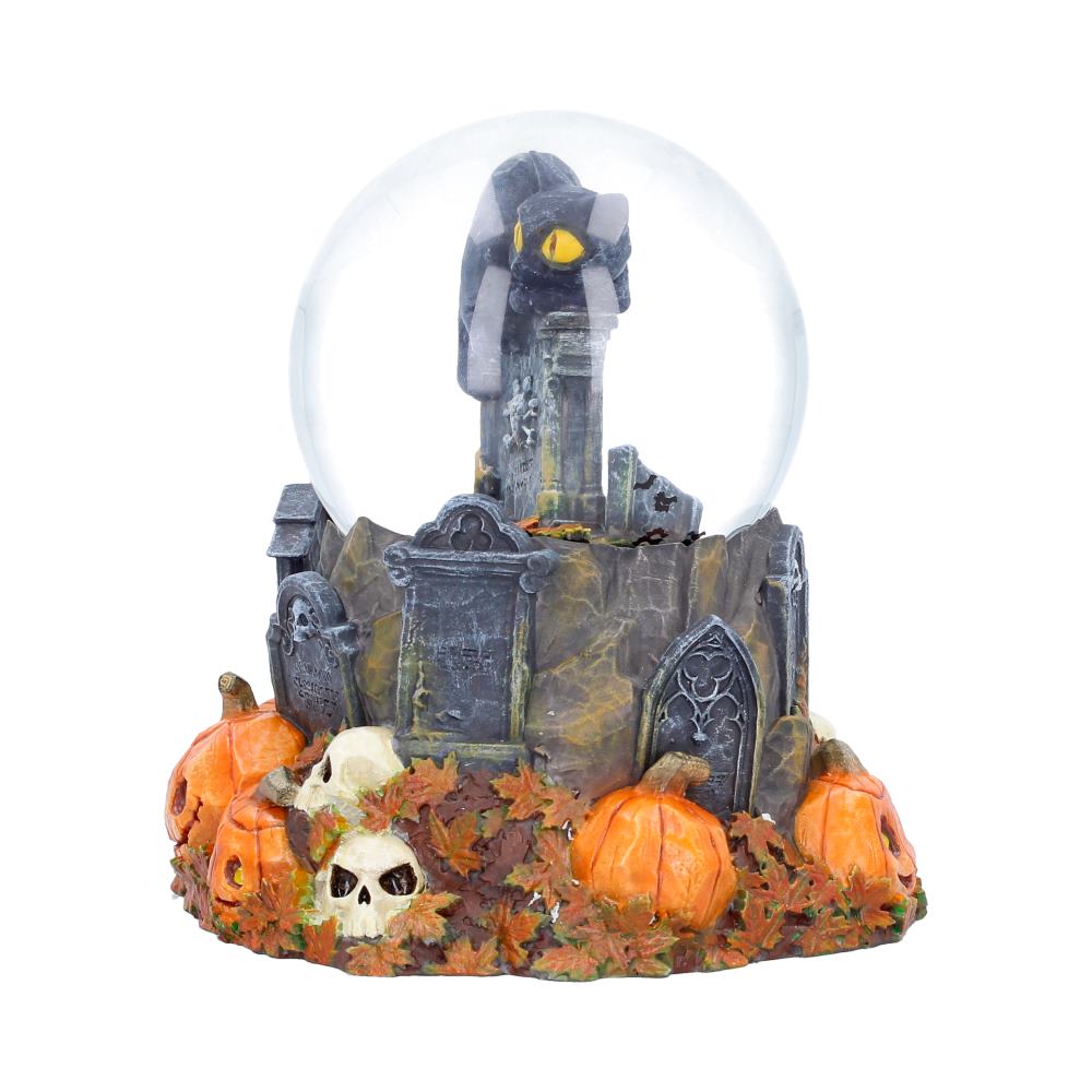 Pumpkin Patch Halloween Cat Snow Globe 15.4cm