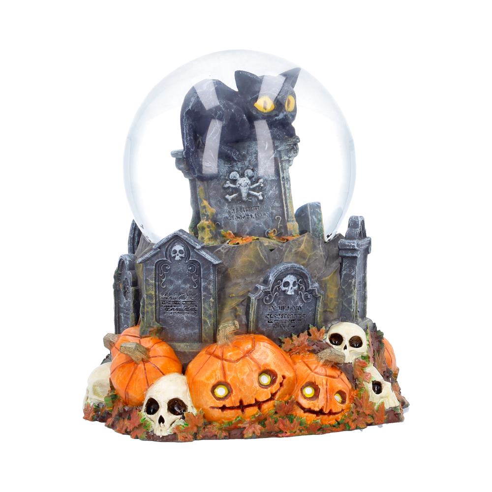 Pumpkin Patch Halloween Cat Snow Globe 15.4cm