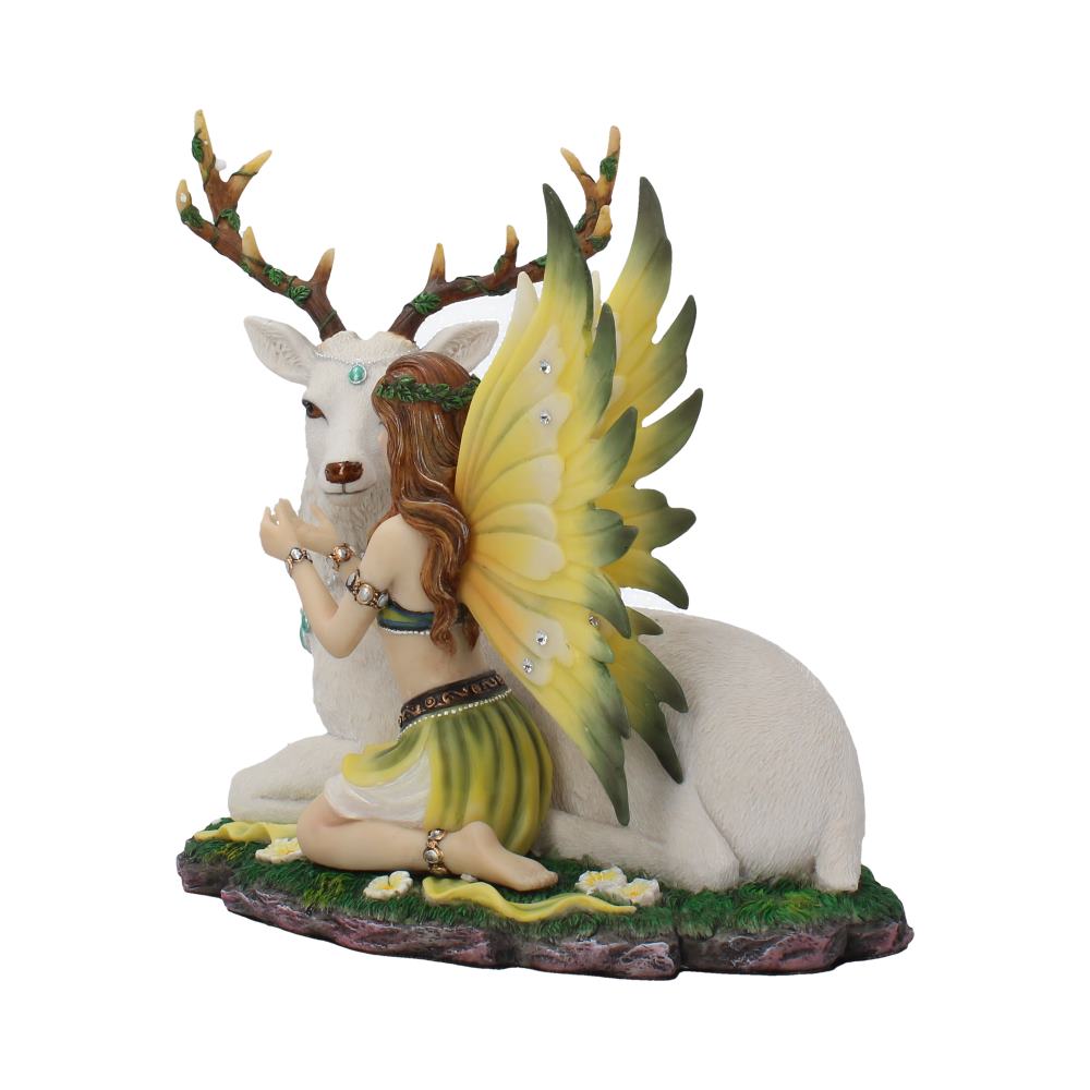 Adoration stag and spring fairy medium figurine