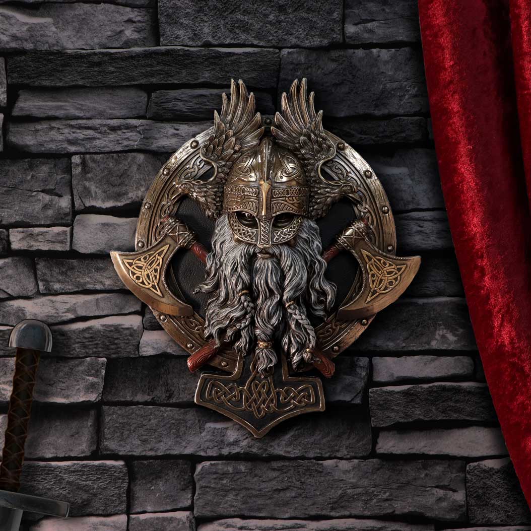 Bronze For Valhalla Viking Axe Hammer Raven Wall Plaque