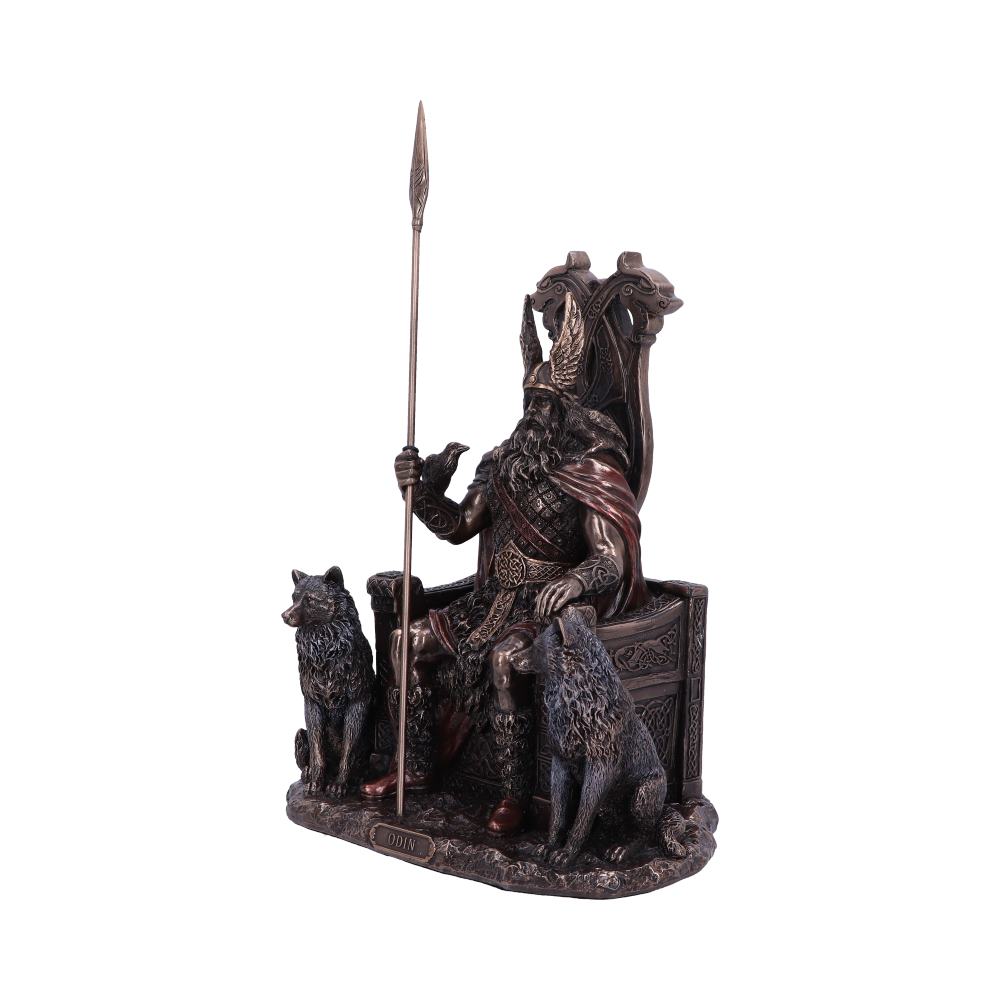 Bronze Odin All Father Wolves and Throne Figurine