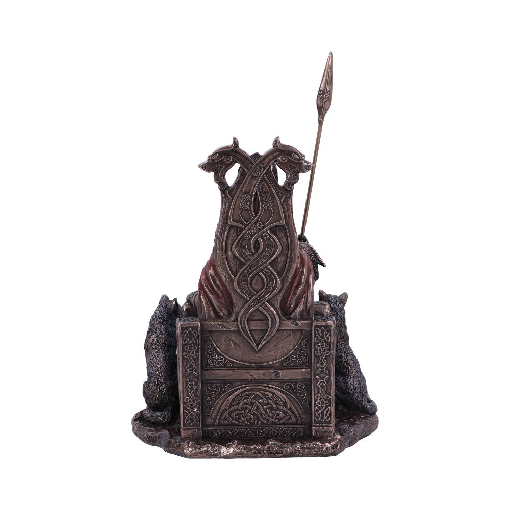 Bronze Odin All Father Wolves and Throne Figurine