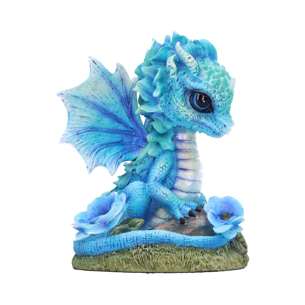 Blue Poppy Flower Dragon Figurine