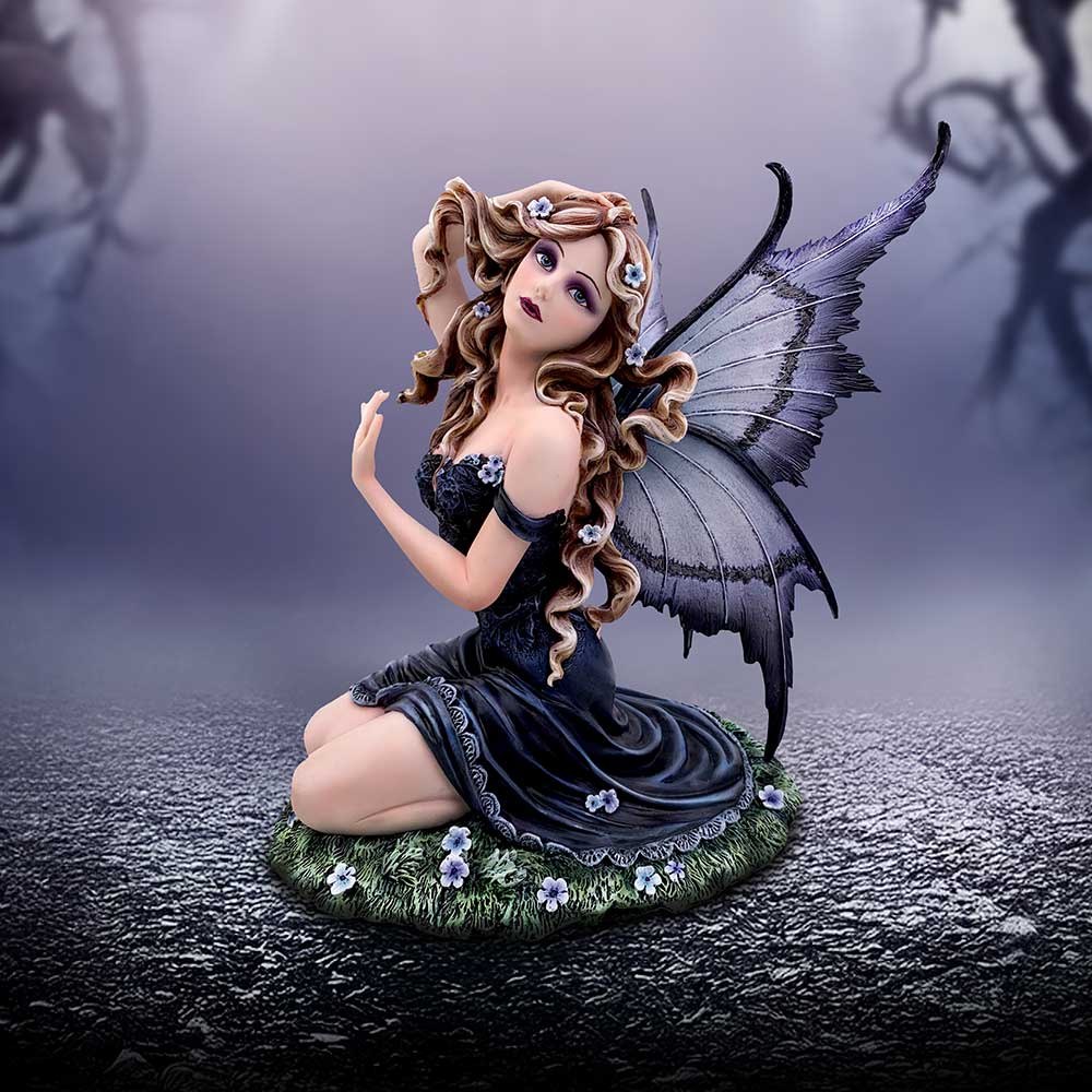 Lavender Enchanted Kneeling Fairy Figurine