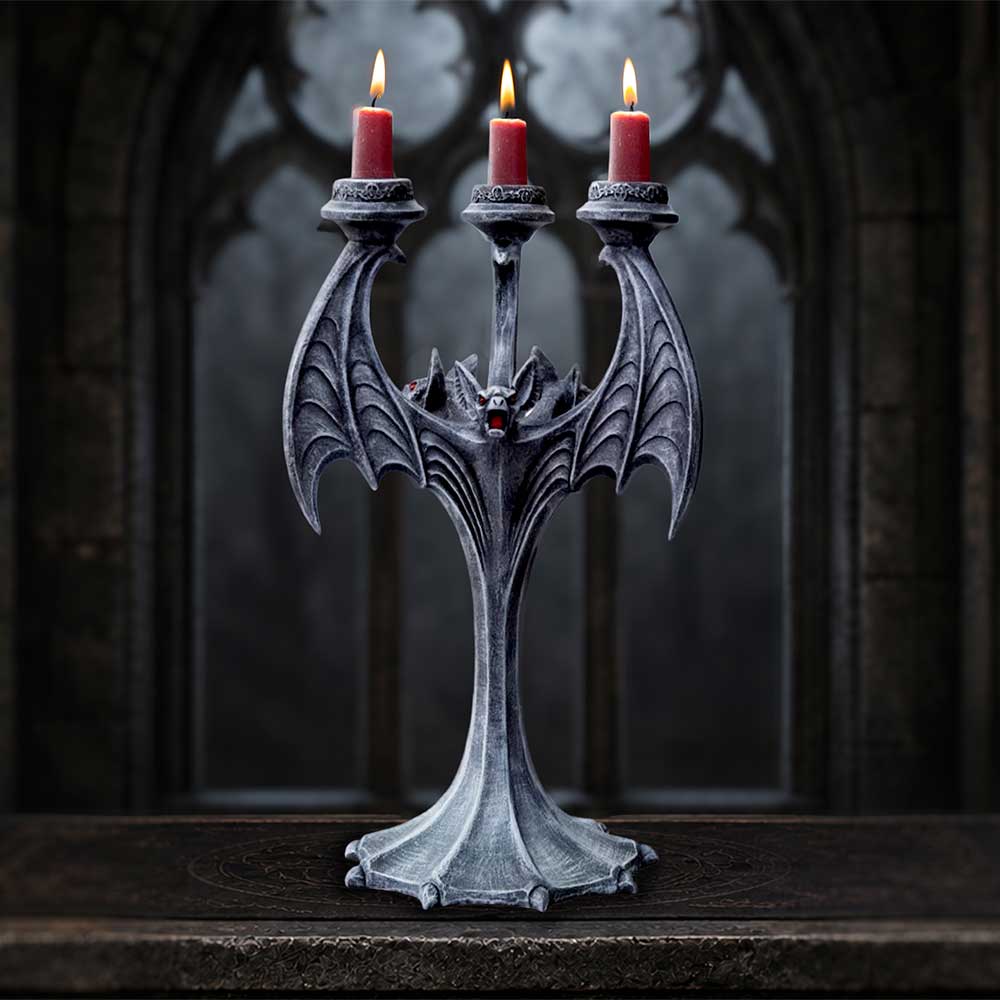 Nocturnal Flame Bat Candle Holder 28cm