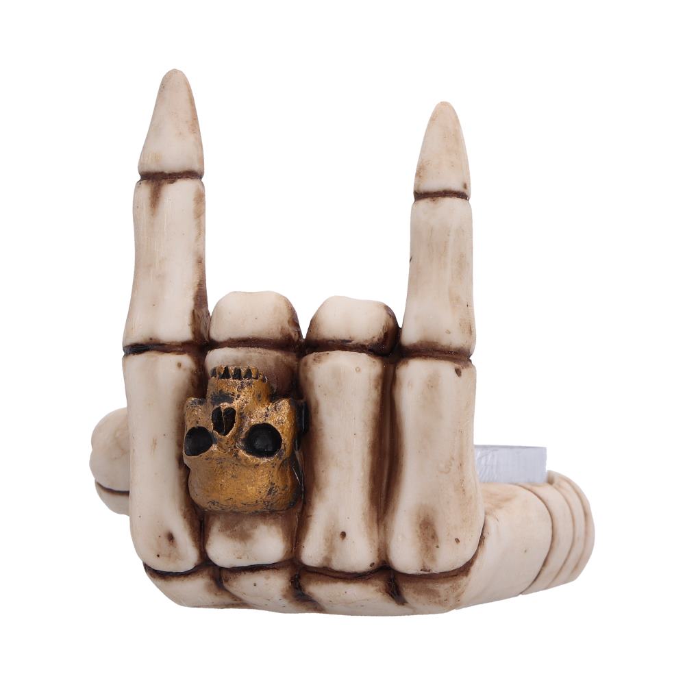 Horns Up Skeletal Candle Holder 7.2cm