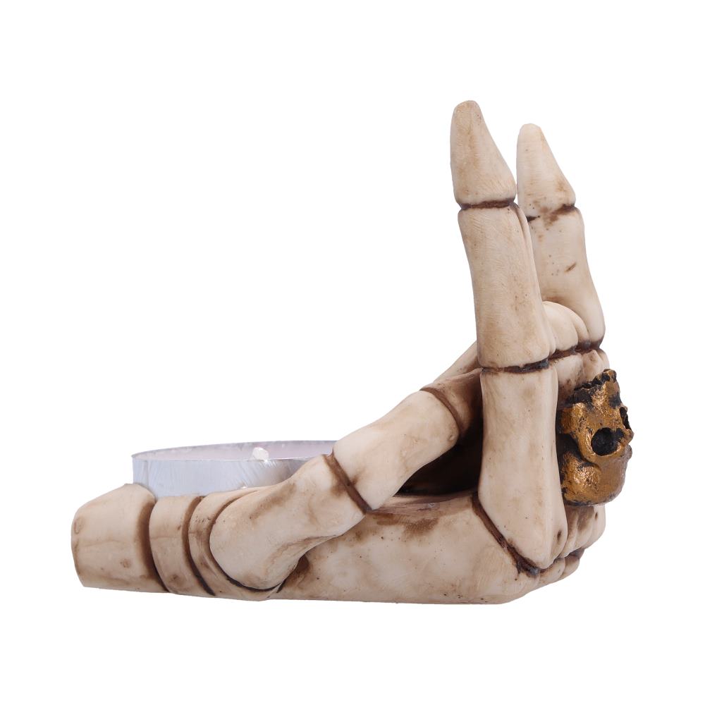 Horns Up Skeletal Candle Holder 7.2cm