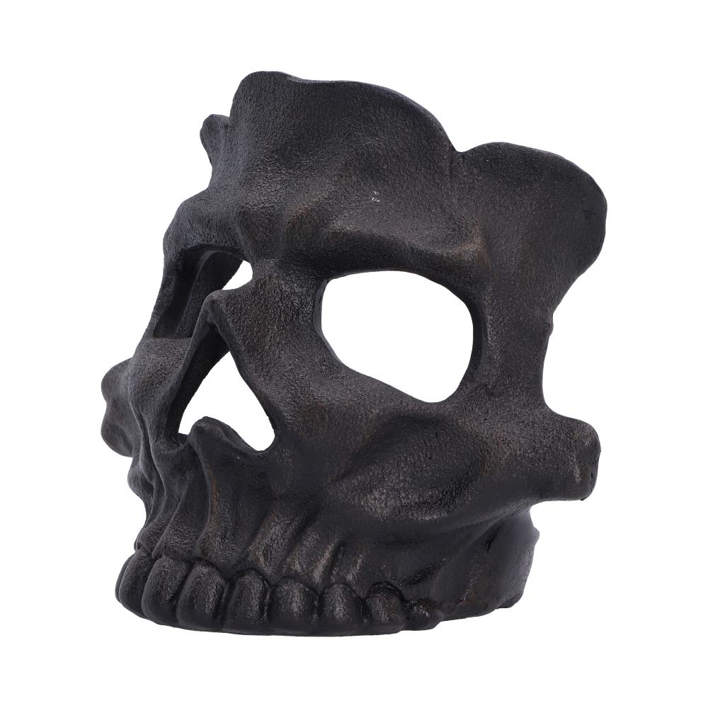 Skull Tea Light Holder in Black 11.8cm