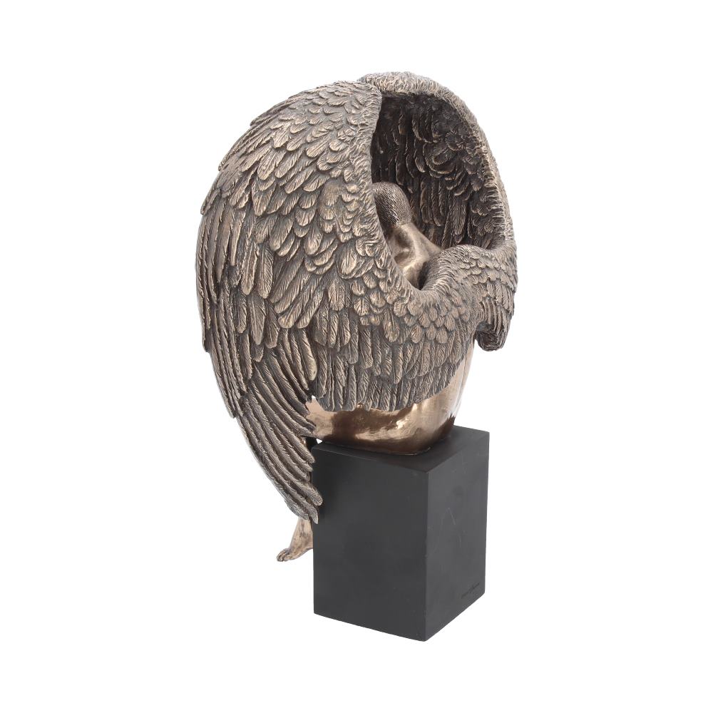Bronzed Religious Contemplative Angel's Reflection Figurine26cm
