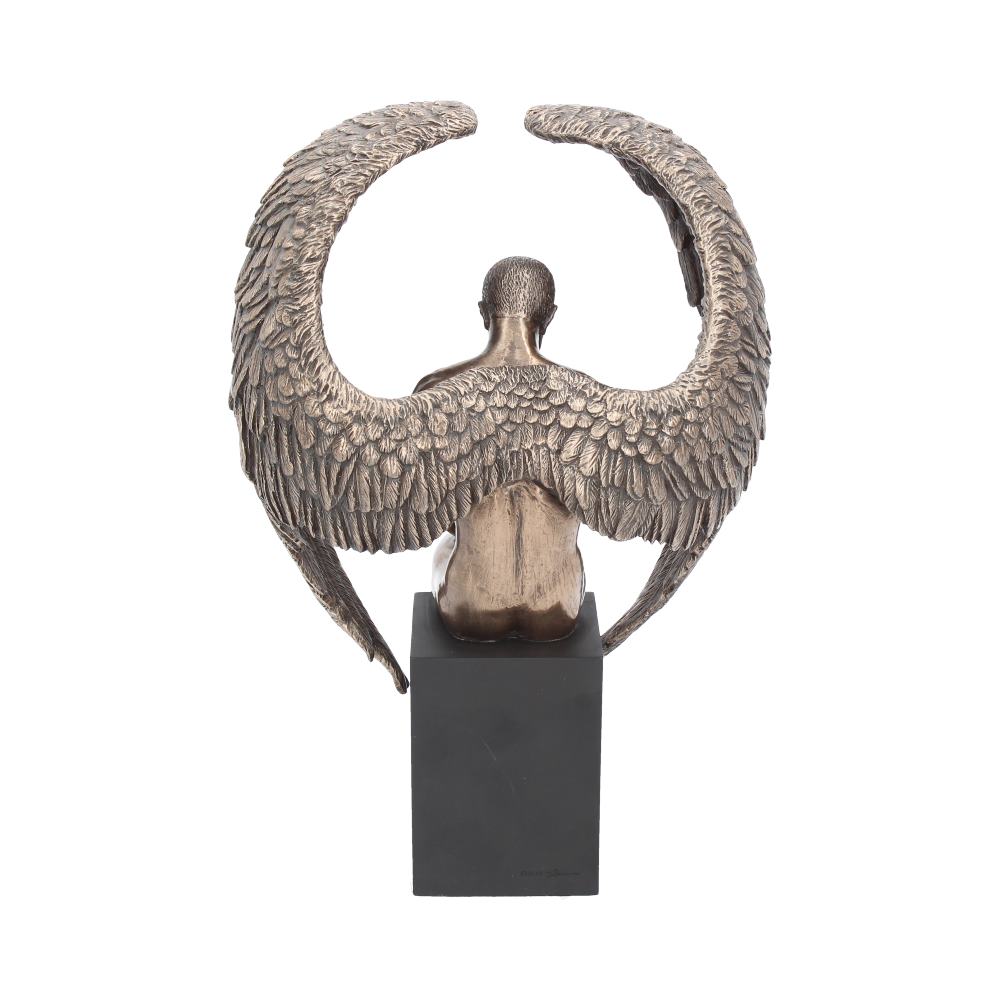 Bronzed Religious Contemplative Angel's Reflection Figurine26cm
