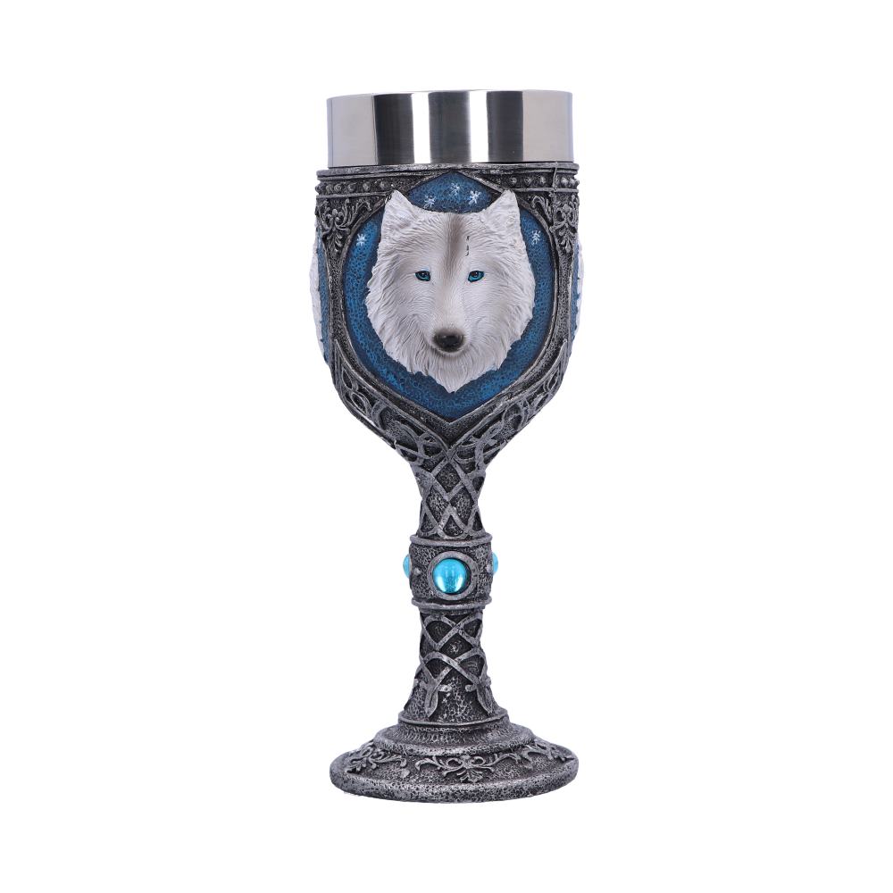 White Winter Ghost Wolf Wine Glass Goblet