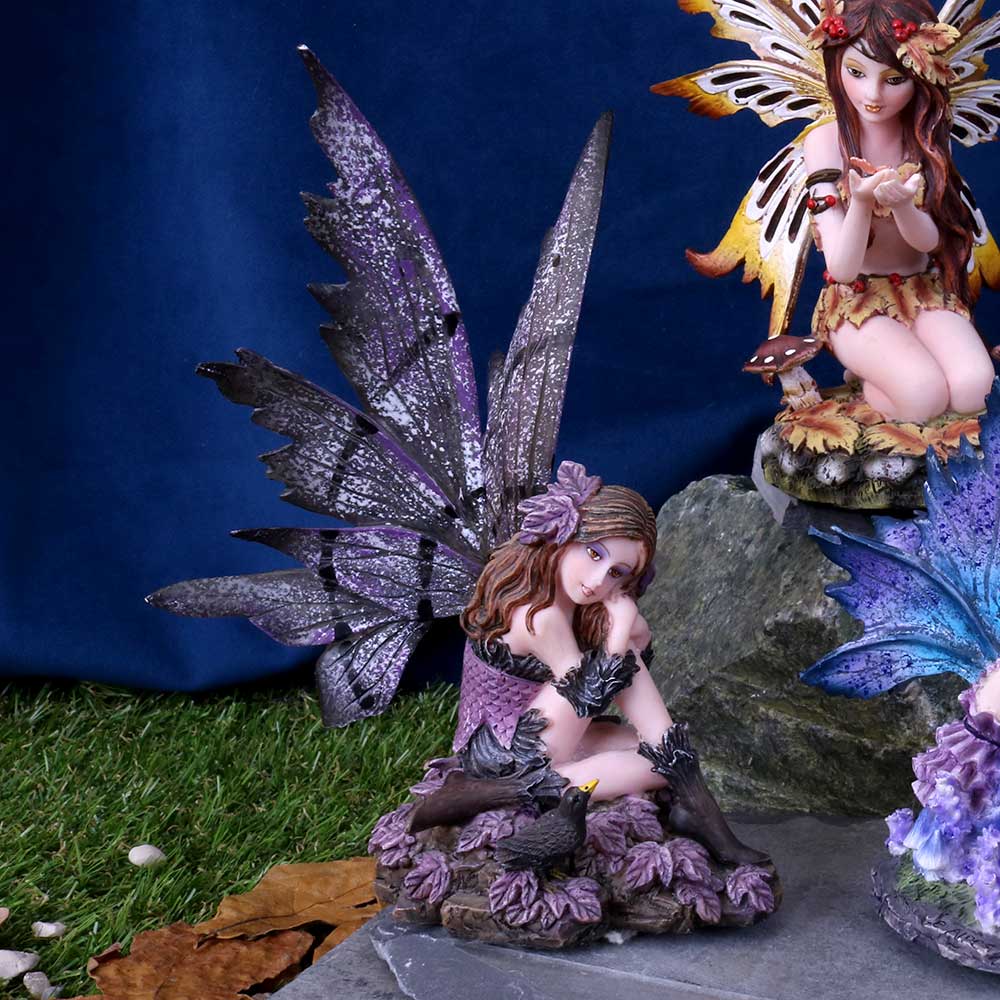 Heather 15cm Dark Fairy and Raven Figurine