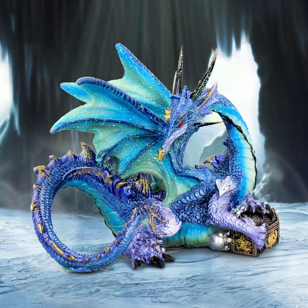 Piasa Sky Blue and Violet Small Fantasy Dragon Figurine