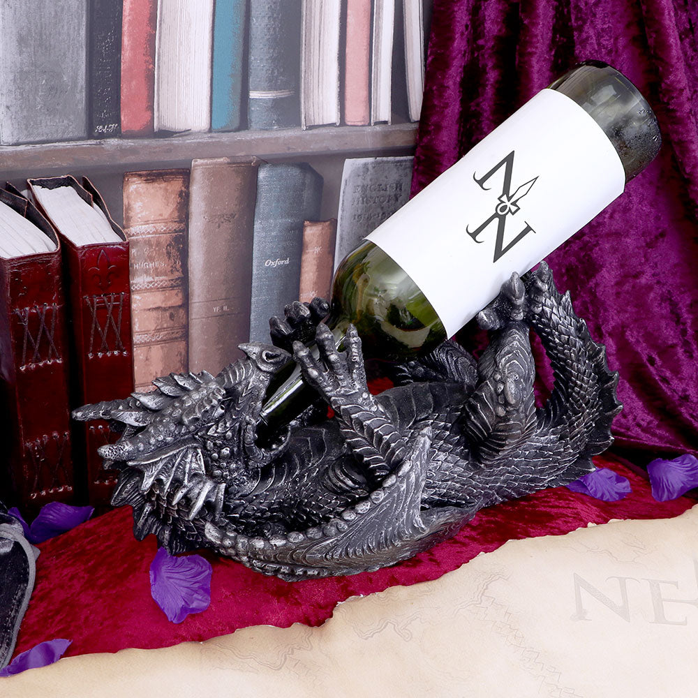 Metallic Silver Dragon Guzzler Wine Bottle Holder