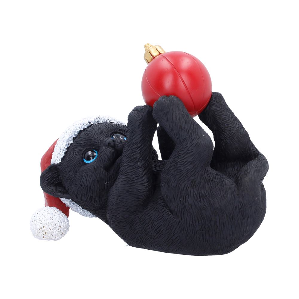 Cat in Santa Hat Playing With Bauble 13.5cm