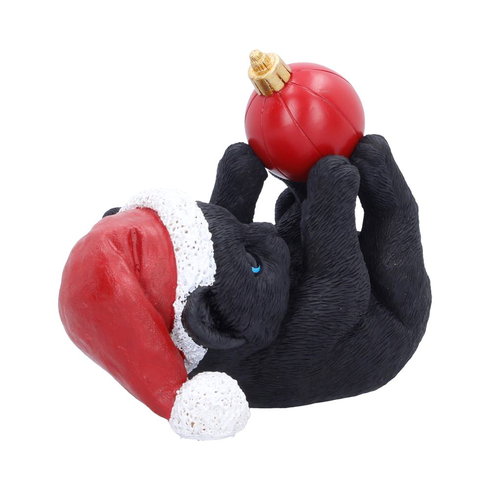Cat in Santa Hat Playing With Bauble 13.5cm