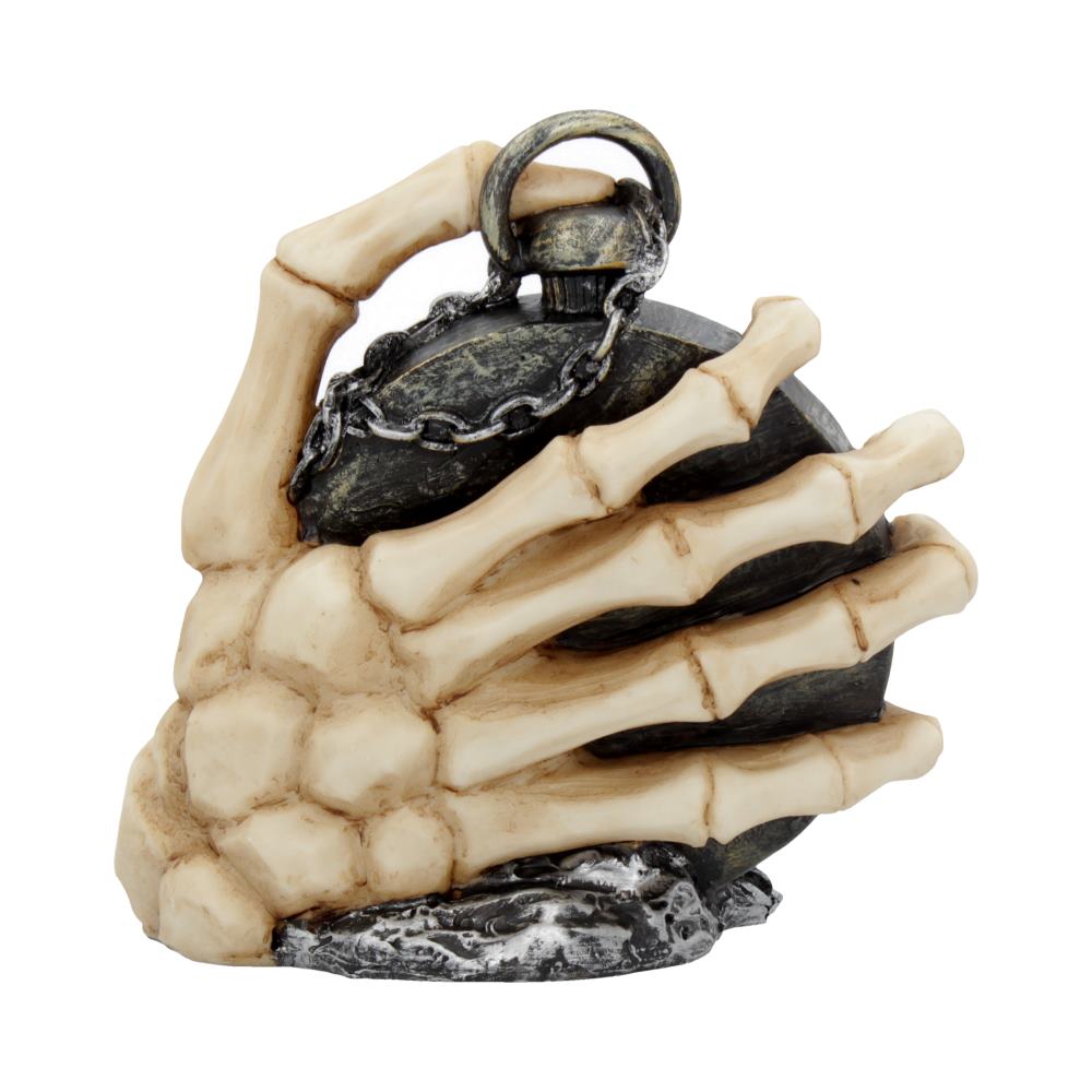 About Time Skeleton Hand and Pocket Watch Mantel Clock