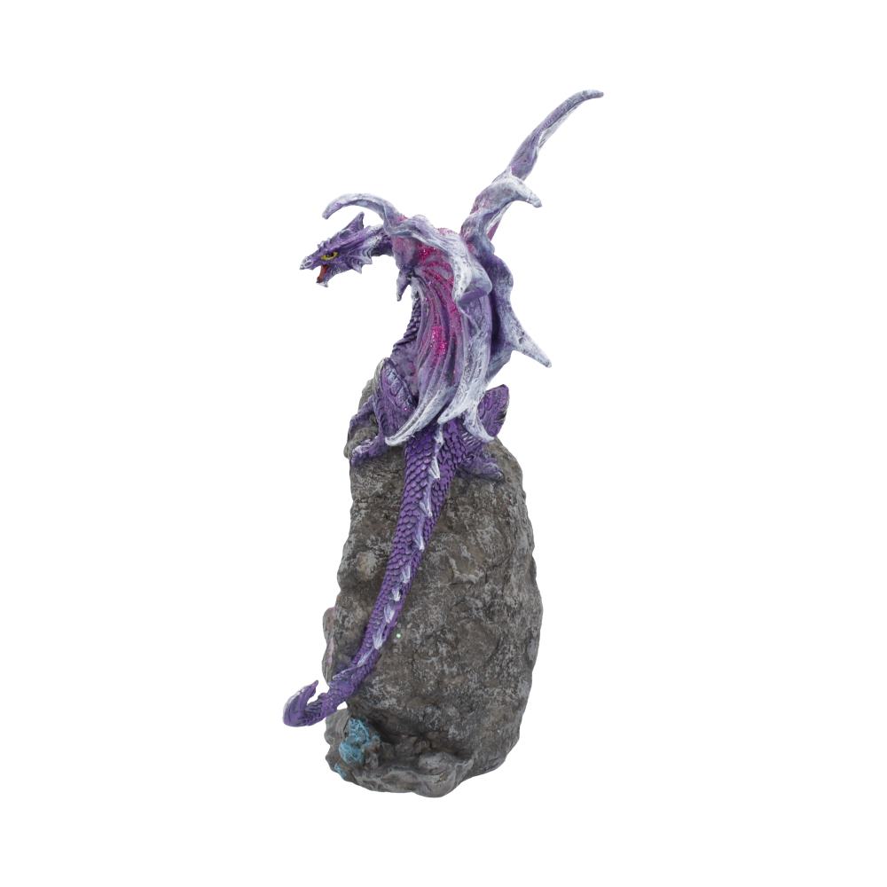 Amethyst Custodian Fantasy Purple Dragon Sitting On A Geode 22cm