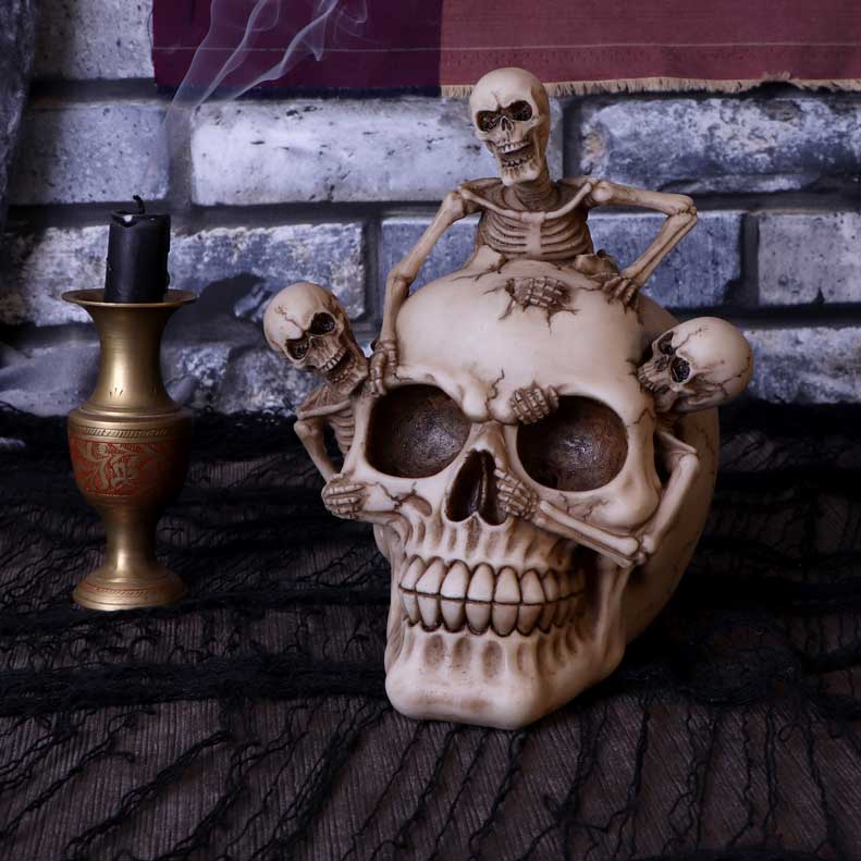 Breaking Free Skeleton Emerging from Skull Ornament 17.7cm