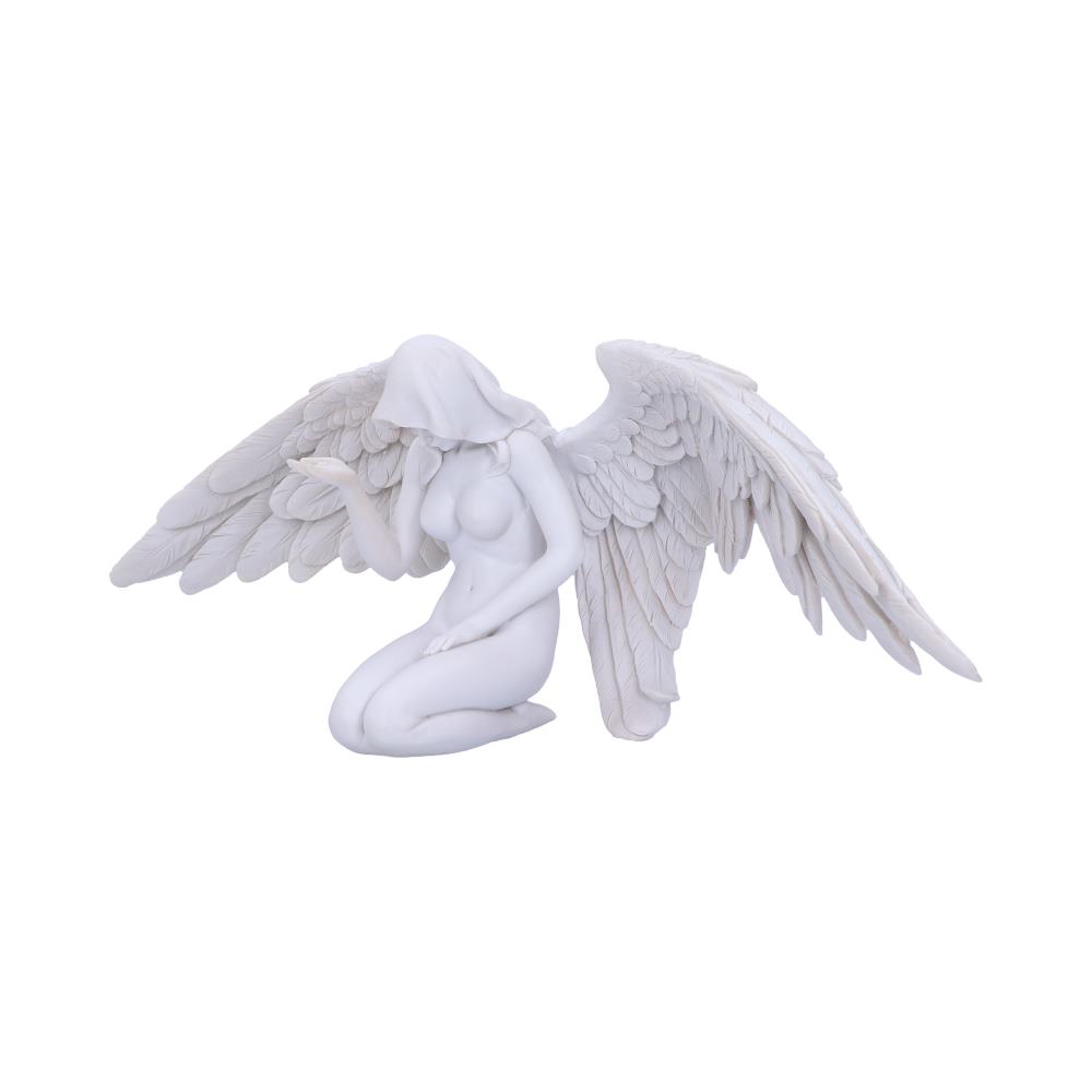 White Angels Offering Kneeling Caped Angel Figurine