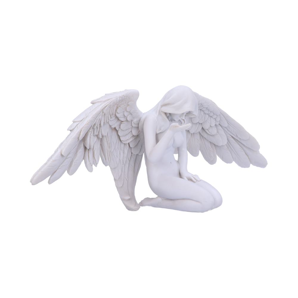 White Angels Offering Kneeling Caped Angel Figurine