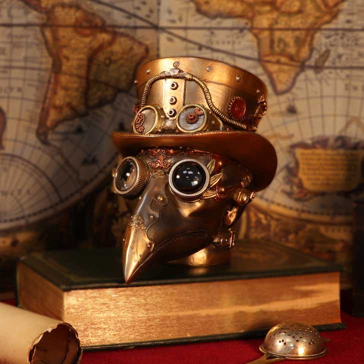 Steampunk Beaky Automaton Apothecary Plague Doctor Bust Figurine