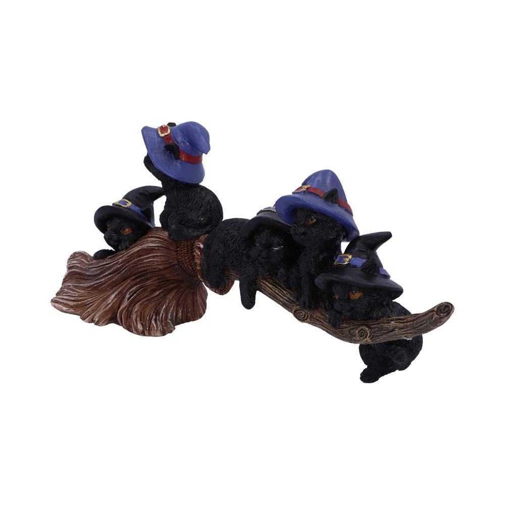 Purrfect Broomstick Witches Familiar Black Cats and Broomstick Figurine