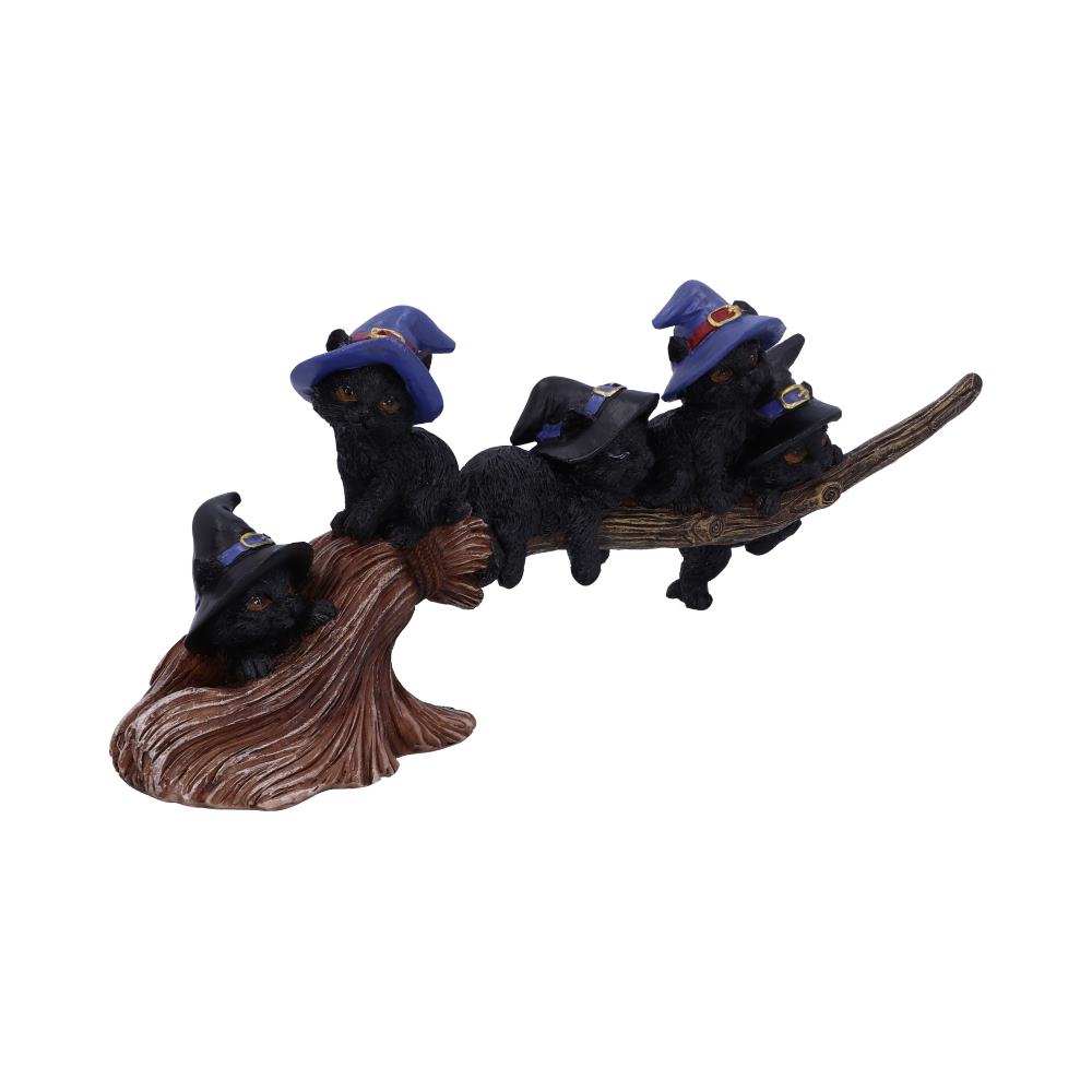 Purrfect Broomstick Witches Familiar Black Cats and Broomstick Figurine