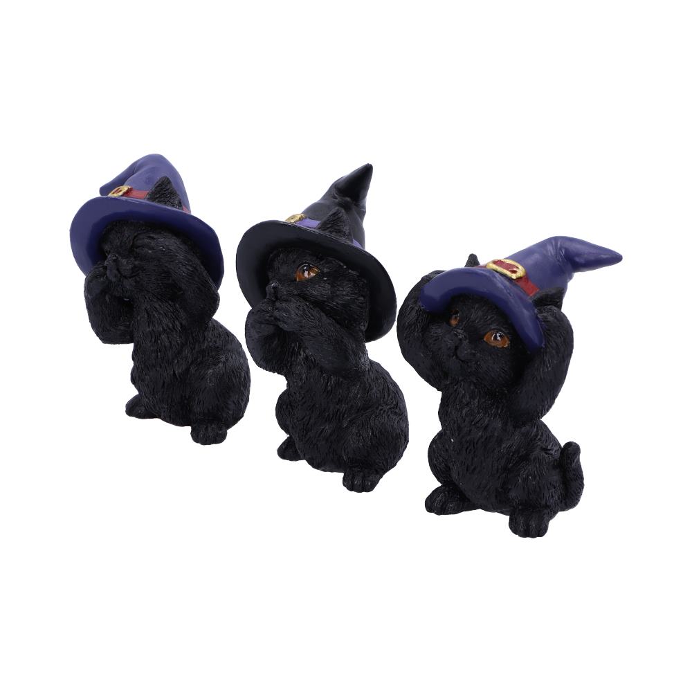 Three Wise Familiars See No Hear No Speak No Evil Black Cats Figurine