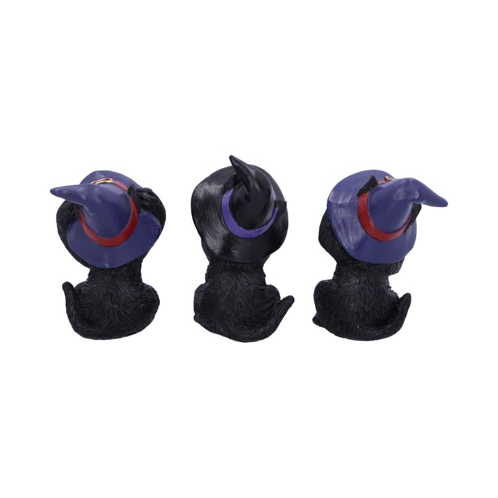 Three Wise Familiars See No Hear No Speak No Evil Black Cats Figurine