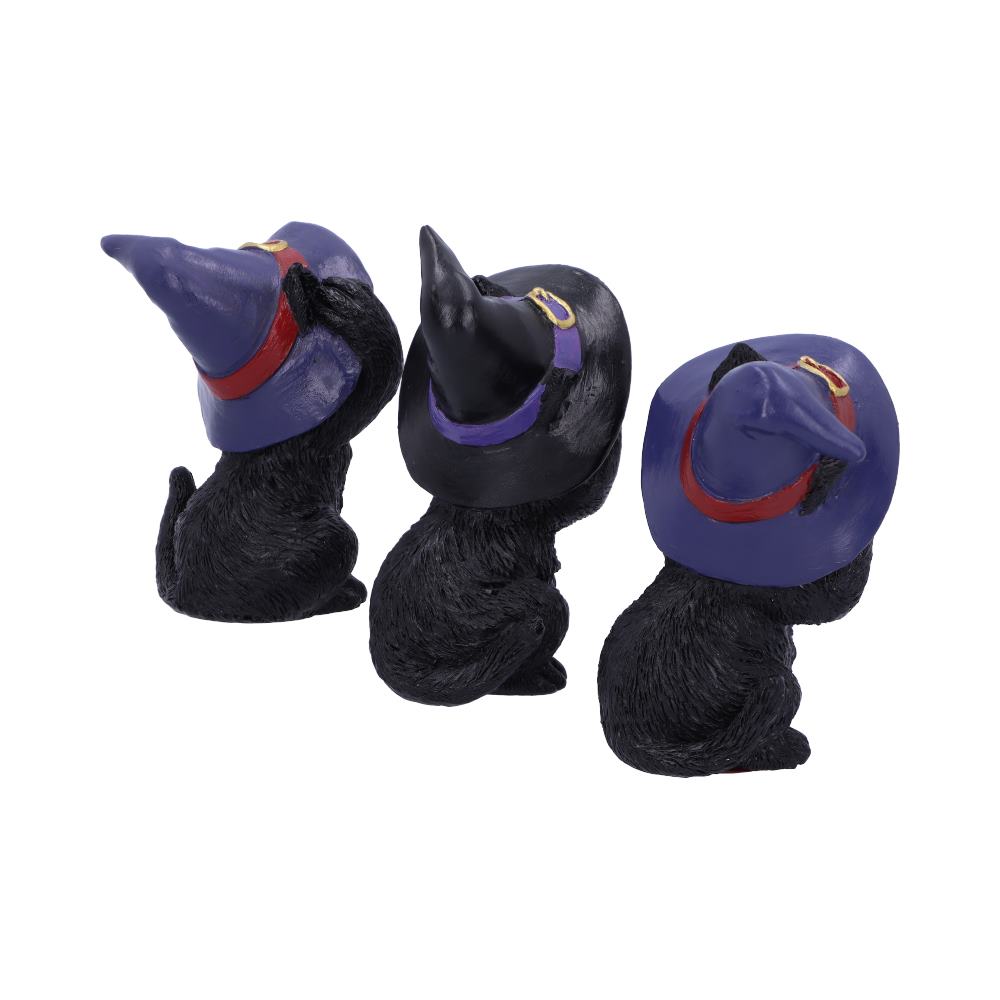 Three Wise Familiars See No Hear No Speak No Evil Black Cats Figurine