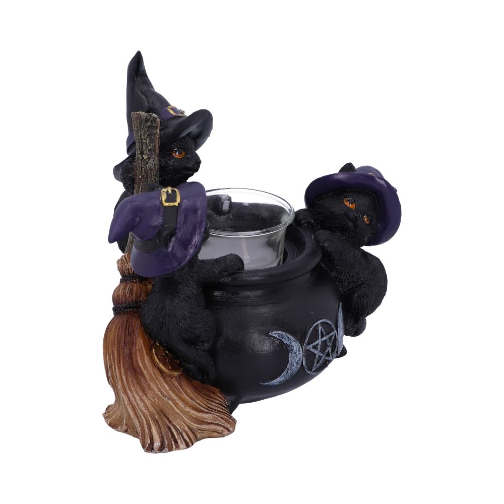 Familiar Cauldron Black Cat Candle Holder 12.5cm