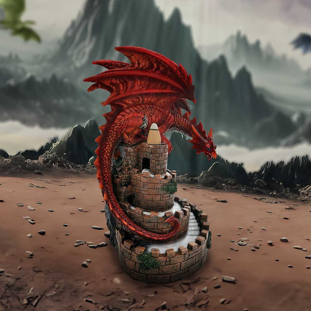 Crimson Keep Red Dragon Backflow Incense Burner 22cm