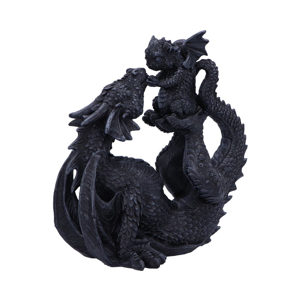 Black Drakaina and Dragonling Figurine