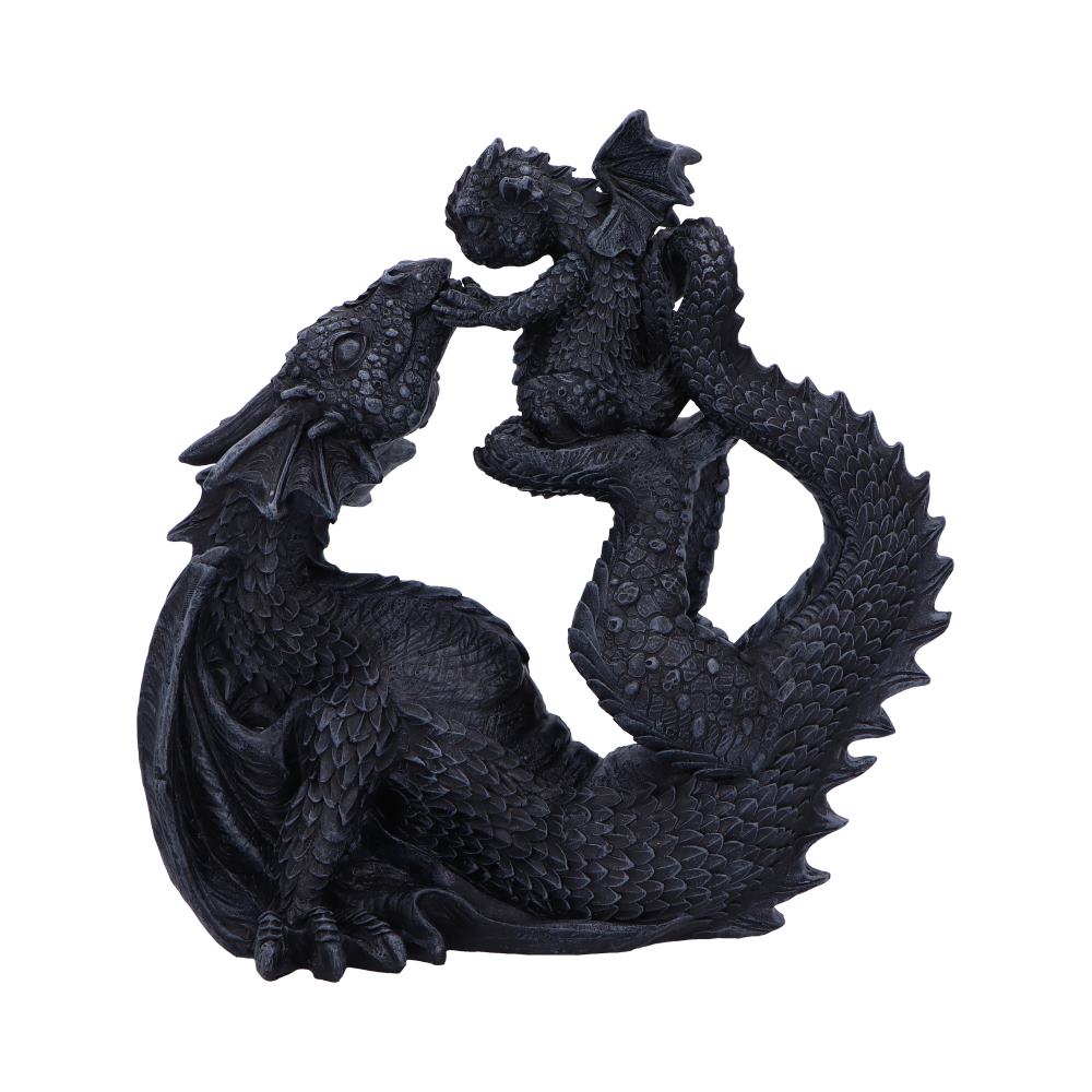 Black Drakaina and Dragonling Figurine