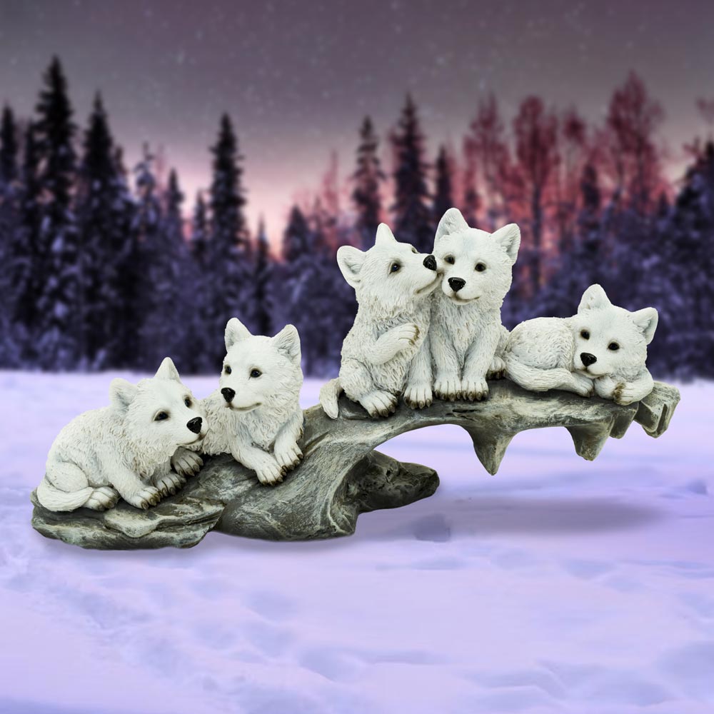 Winter Litter White Wolf Ornament
