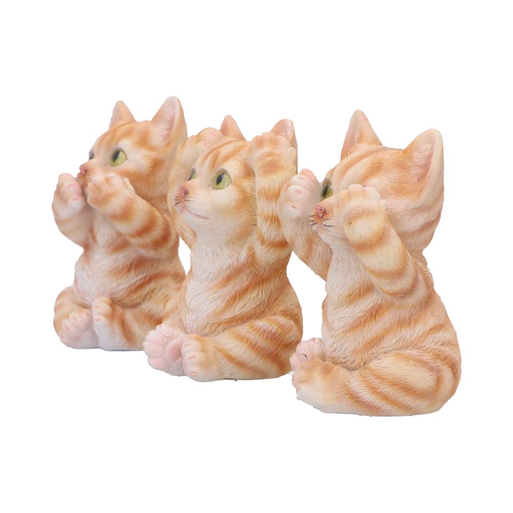 Three Wise Ginger Cats Figurines (Set of 3) See No, Hear No , Speak No Cats