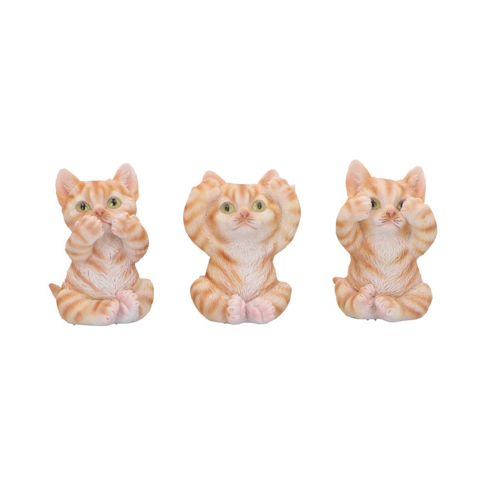 Three Wise Ginger Cats Figurines (Set of 3) See No, Hear No , Speak No Cats