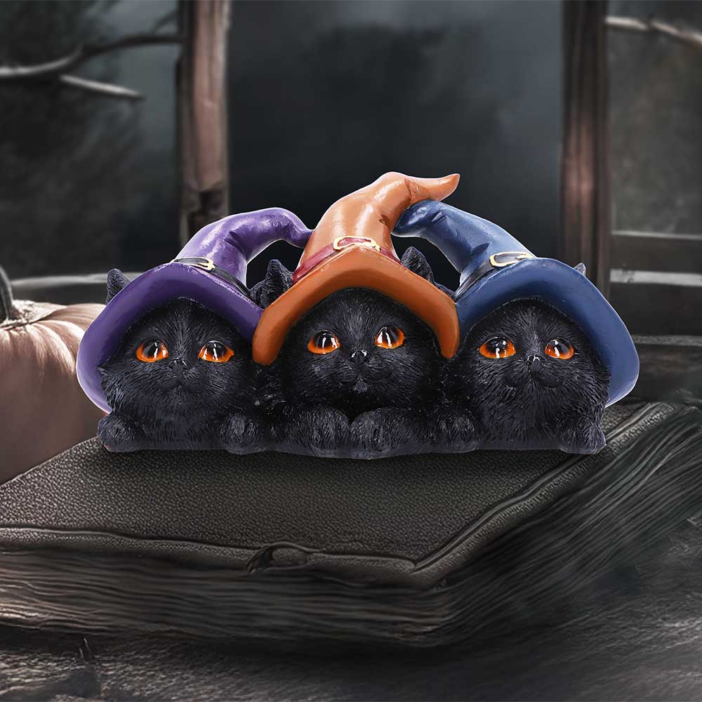 Trio of Mischief Witches Cats Figurine